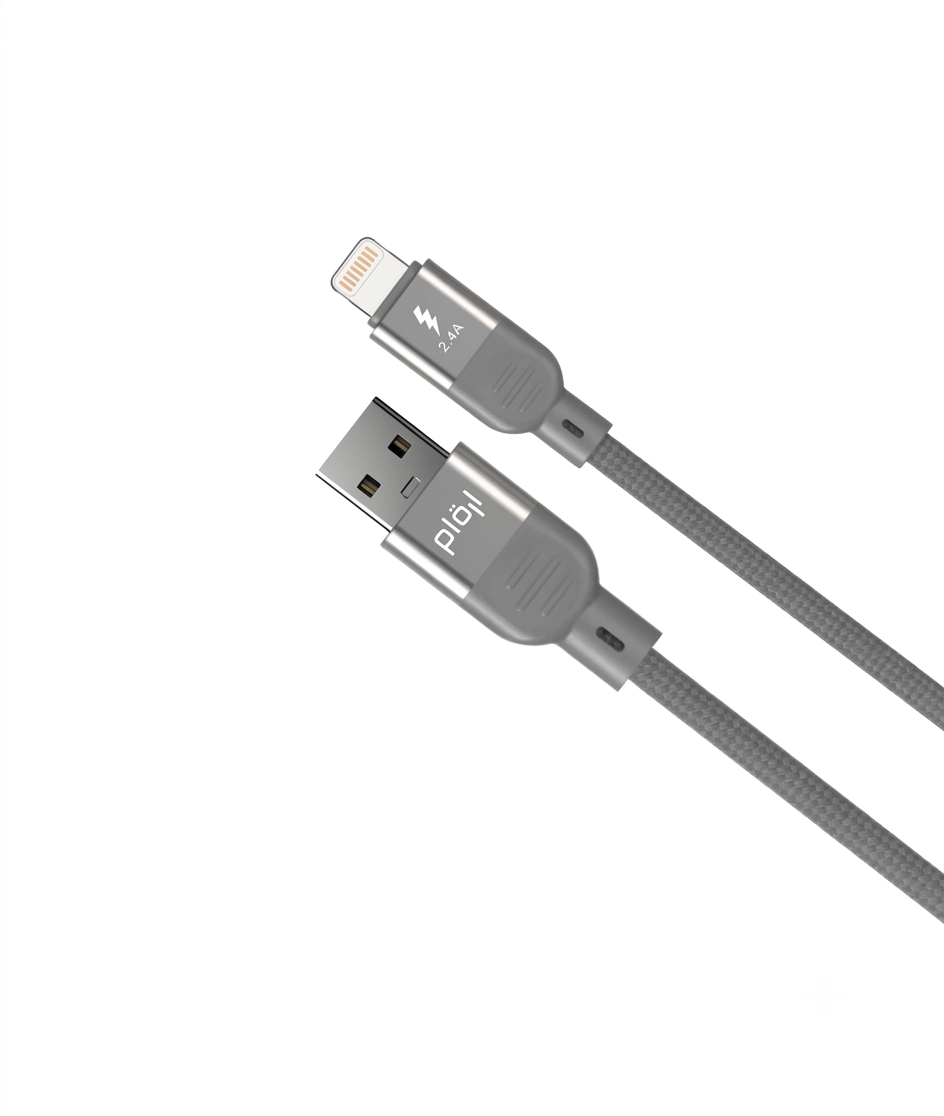 كابل Type-C إلى Lightning رمادي مضفّر